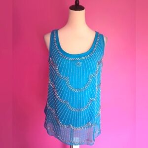 Y2k Dressbarn Ladies Sky Blue Beaded Tank Top (NWT!)